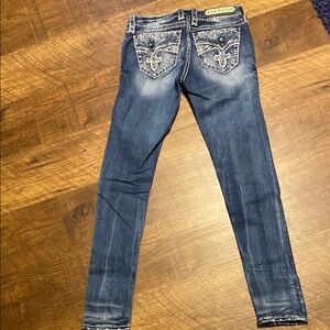 Rock Revival Blue Skinny Jeans with Distressed Look